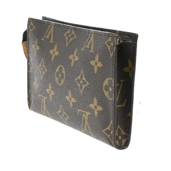 LOUIS VUITTON LV Logo Bucket PM Pouch Bag Monogram Leather Brown Gold 05EE827 - Picture 4 of 14